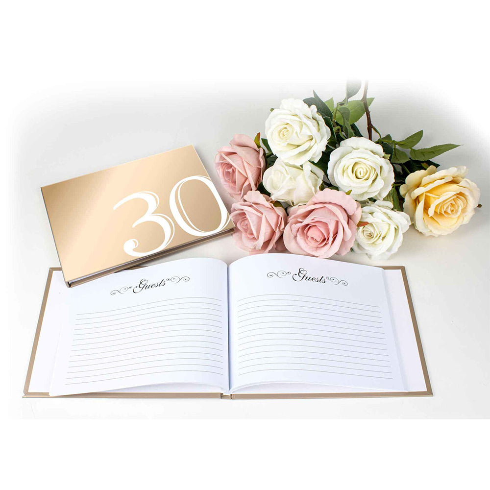 30th Rose Gold Guest Book Rose Gold Text 23x18cm Birthday Keepsake