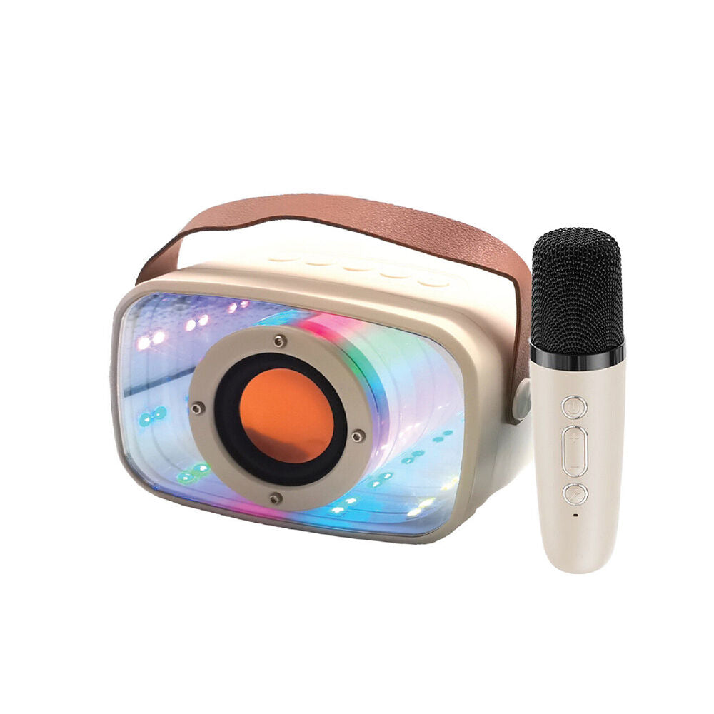 Laser Karaoke Bluetooth Speaker LED Display w/ 2xMicrophones Infinity Light