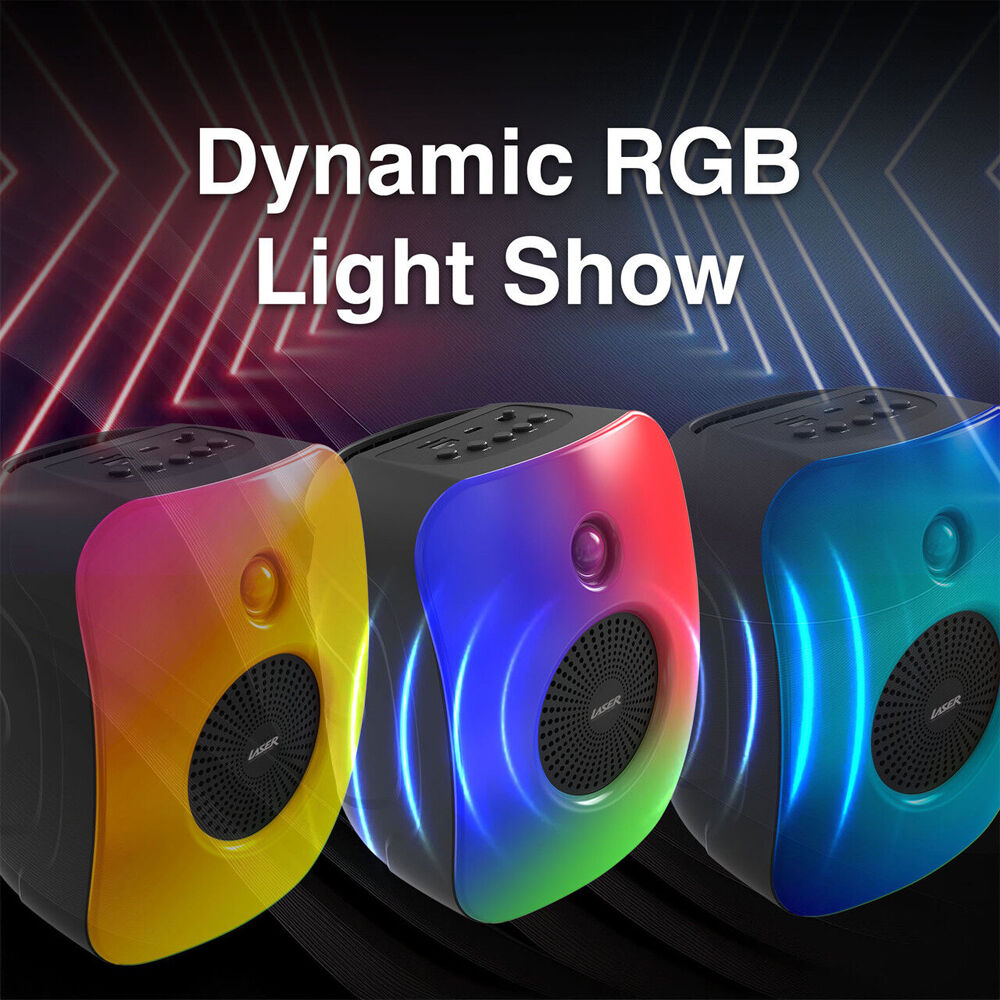 Laser Portable Bluetooth Wireless Stereo Mini Speaker RGB LED Light Black