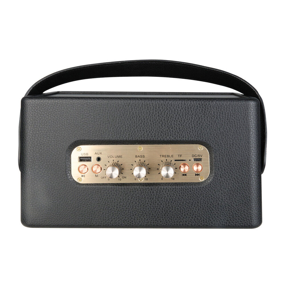 SoundTec Retro Portable Bluetooth Wireless Stereo Speaker Boombox Black