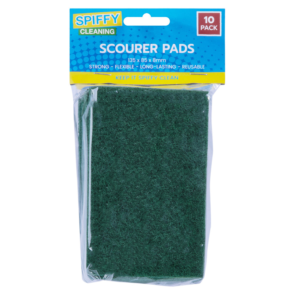 4x 10pk Spiffy Cleaning 13.5x8.5cm Scourer Pads Kitchen Cleaning Tool - Green