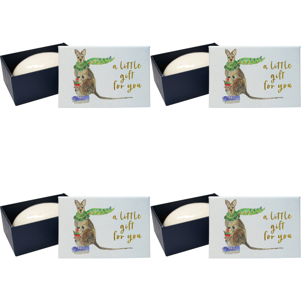 4PK LVD Christmas Kangaroo Scented Bath Soap Bar 9x6cm w/ Box
