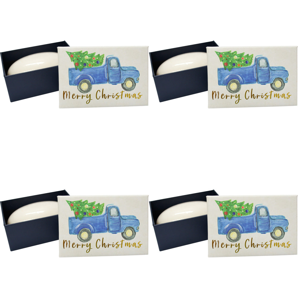 4PK LVD Christmas Truck Bath Soap Bar 9x6cm w/ Box - Blue