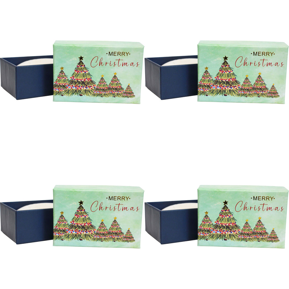 4PK LVD Christmas Tree Bath Soap Bar 9x6cm w/ Box - Green