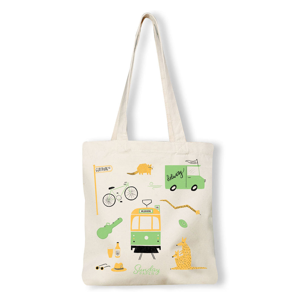 2PK Sunday Paper Women's Cotton Canvas Tote Bag 38.5x42cm - Melbourne Icons