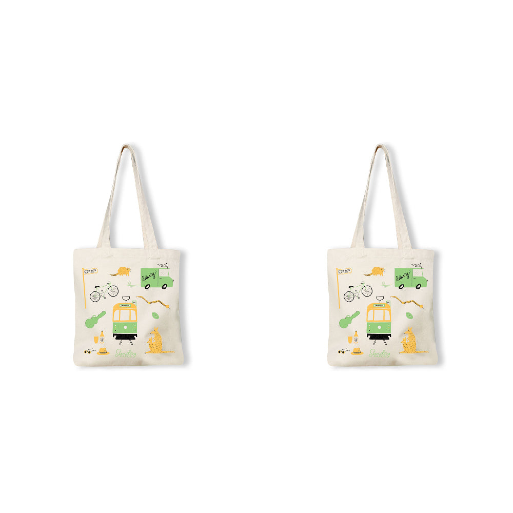 2PK Sunday Paper Women's Cotton Canvas Tote Bag 38.5x42cm - Melbourne Icons