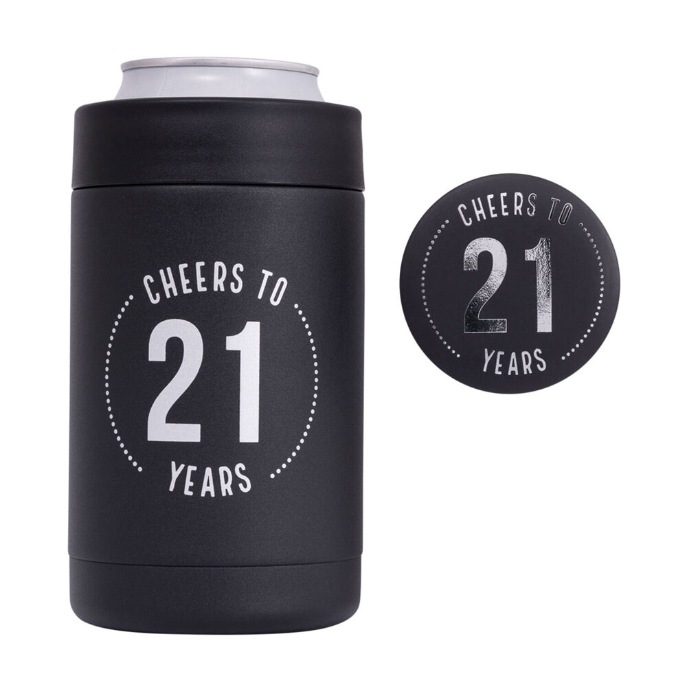 Splosh Celebration 21st Insulated Drink Cooler 8x13.5cm - Black