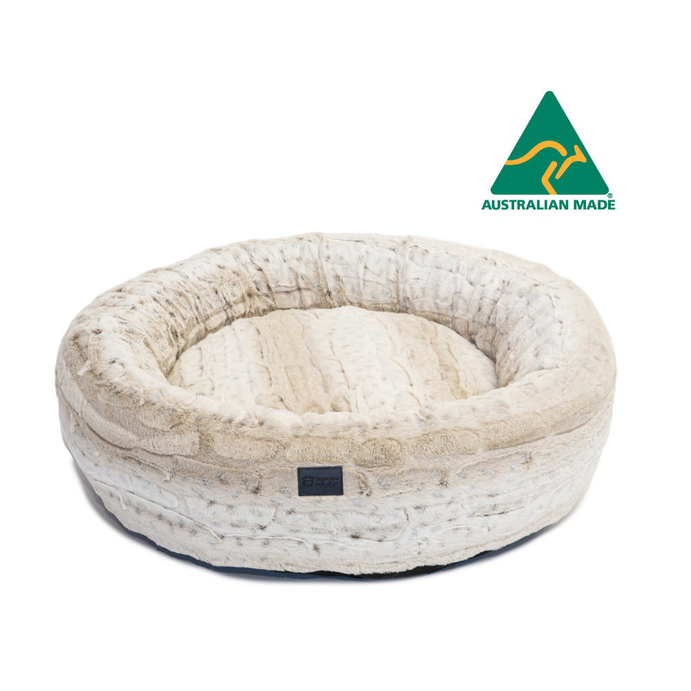 Superior Pet Goods Harley Dog Bed Light Brindle Faux Fur Small 40x40x16cm