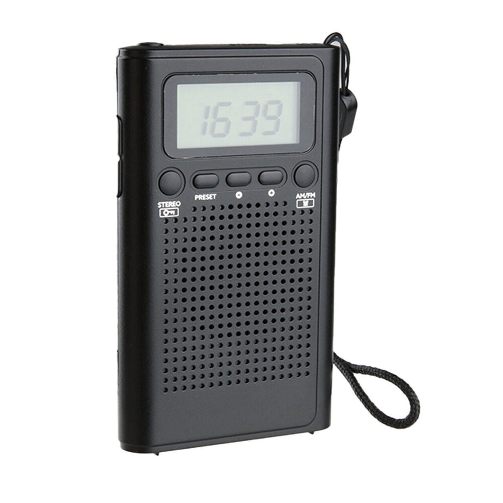Laser 3.5mm Plug AM/FM Travel Pocket Compact Radio w/ LCD & Speaker Lightweight