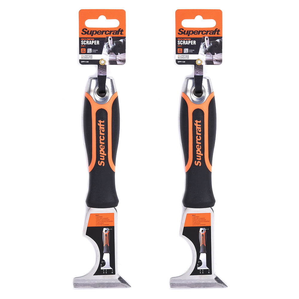 2PK Supercraft 6 In 1 Putty/Filler Scraper Multi-Function Tool 62mm