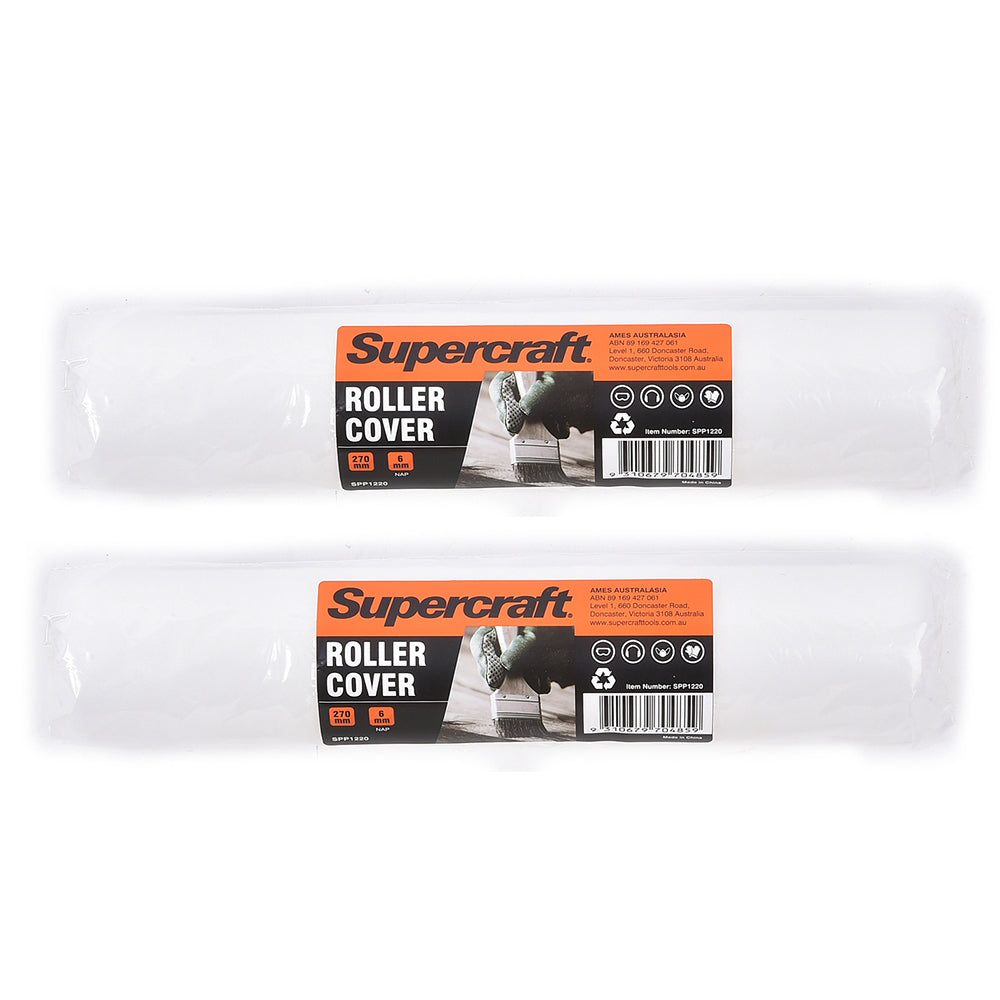 2PK Supercraft House Paint Brush Roller Cover All Paints 270mm 6mm