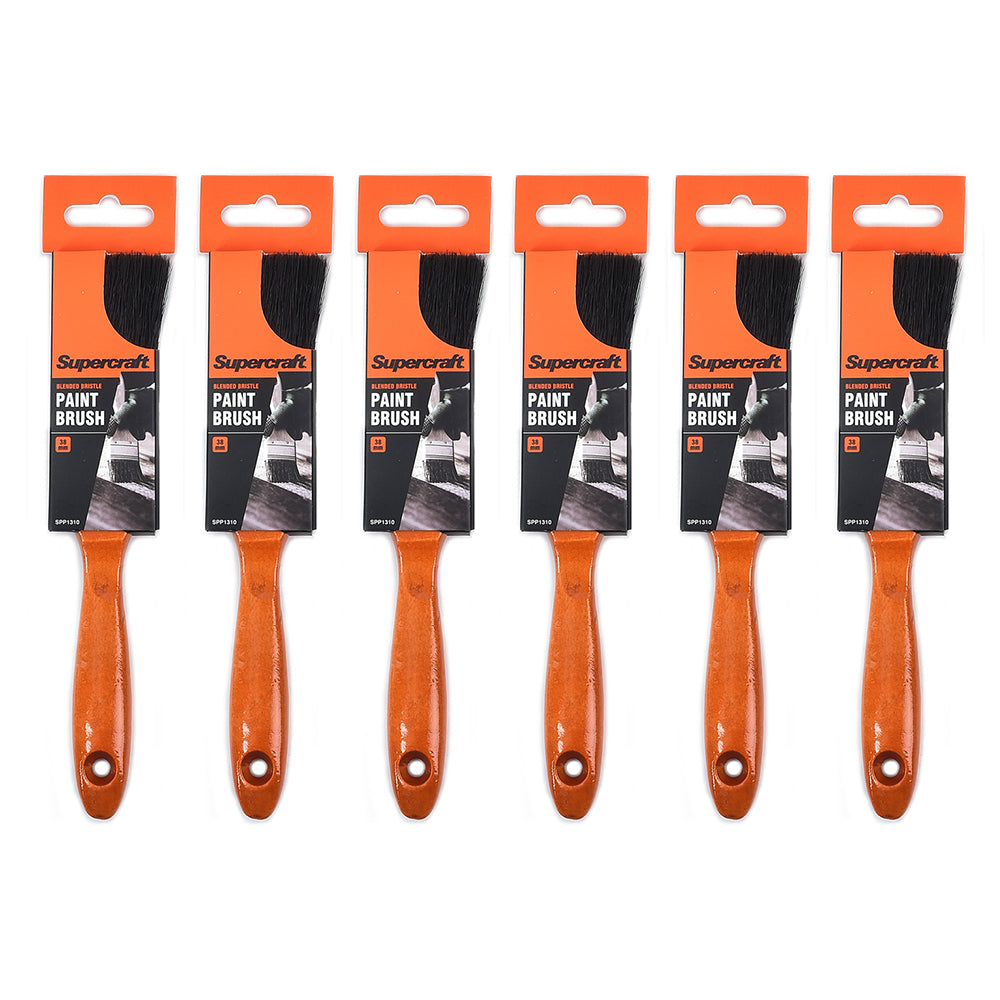 6PK Supercraft House Paint Brush 38mm With Wooden Handle Home Improvement