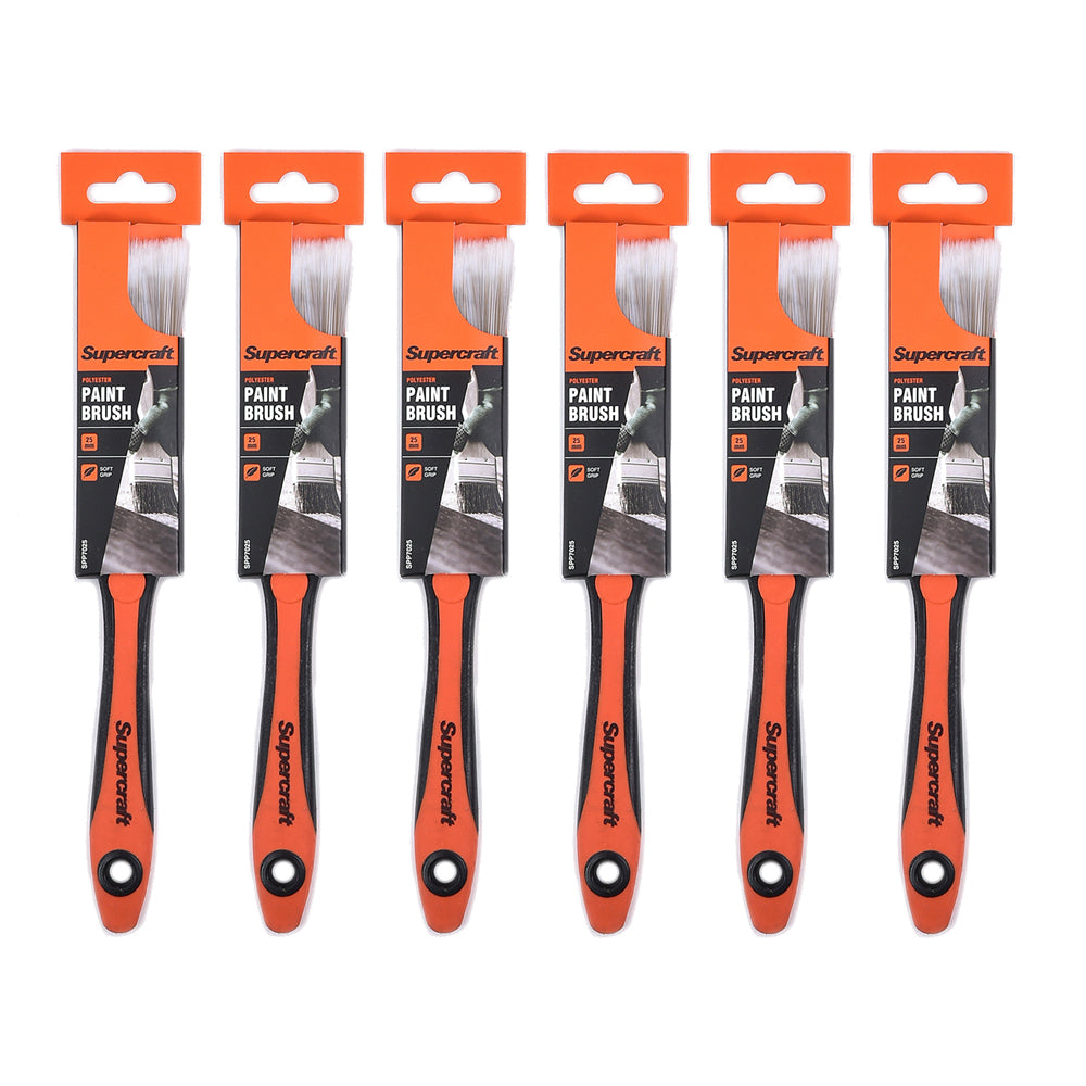 6PK Supercraft House Paint Brush Soft Grip 25mm Synthetic Home Improvement