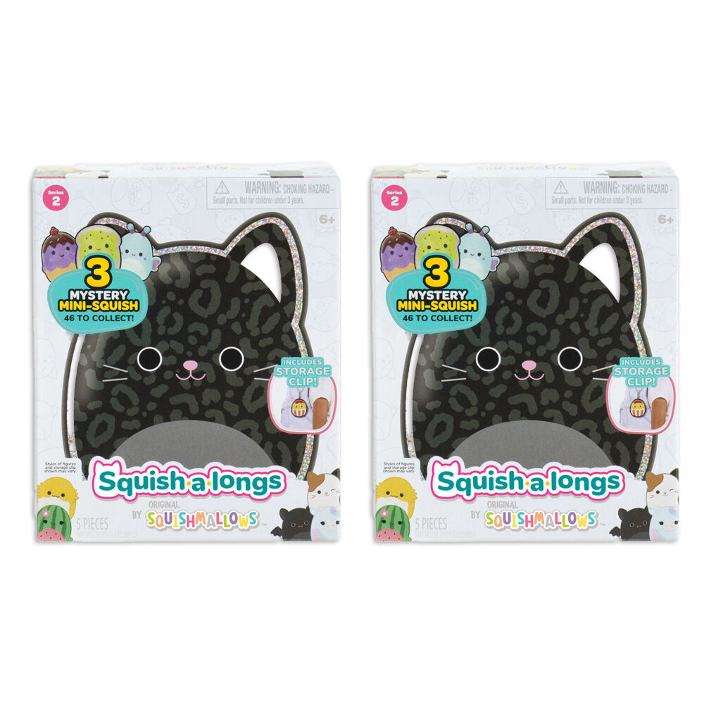 2x 3pc Squishmallows Squish A Longs Kids Soft Toy w/ Clip 6y+ Assorted