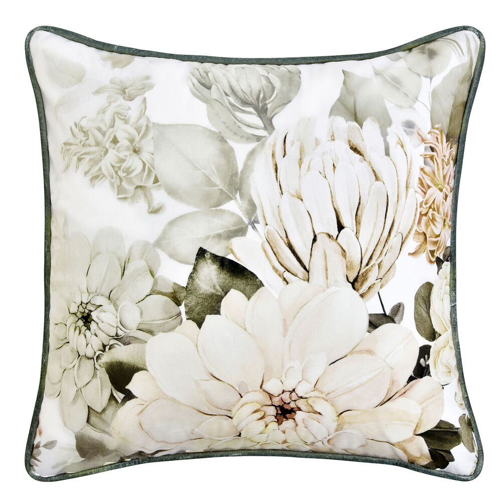 Bianca Giselle Square White Polyester Velvet Cushion Throw Pillow 43x43cm