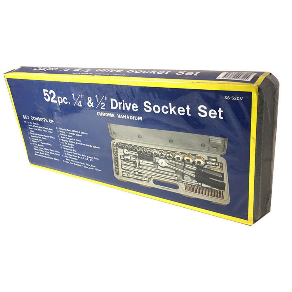 52pc 1/4" 1/2" Drive Socket Set