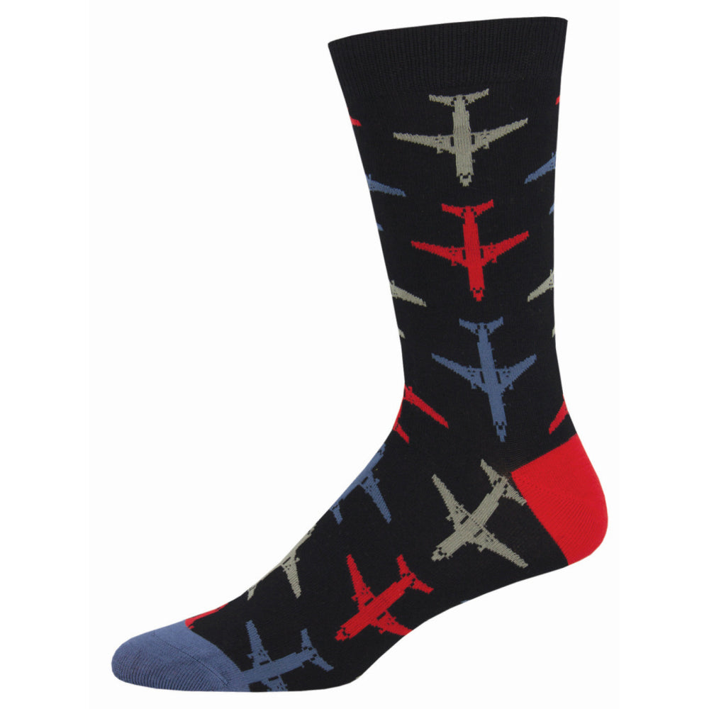 2PK Socksmith Mens Novelty Comfort Socks Bamboo Airplanes One Size