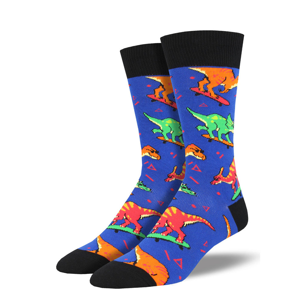 2PK Socksmith Mens Novelty Comfort Socks Skate or Dinosaur Blue One Size