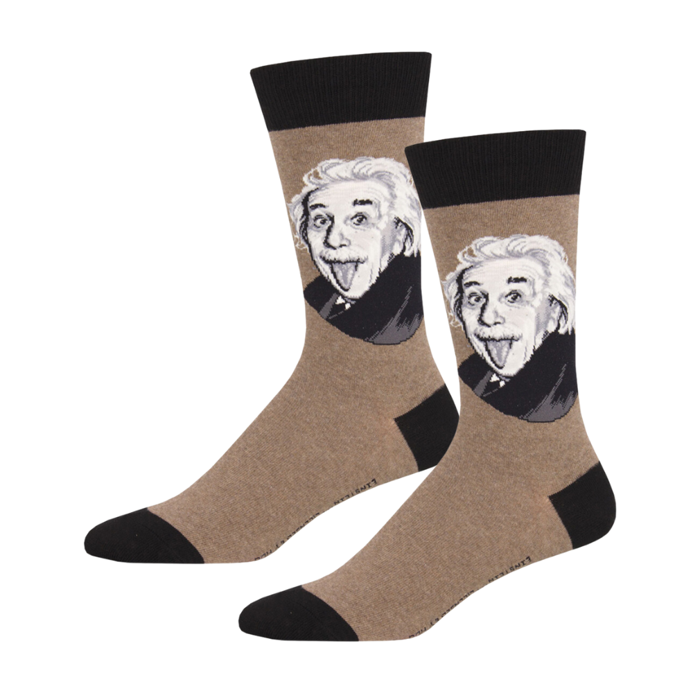 2PK Socksmith Mens Novelty Comfort Socks Einstein Portrait Brown One Size