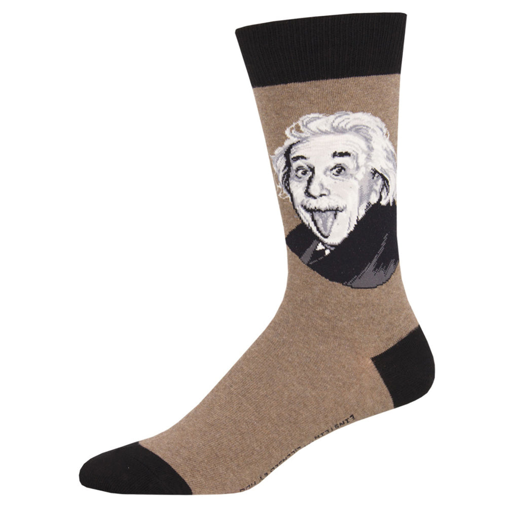 2PK Socksmith Mens Novelty Comfort Socks Einstein Portrait Brown One Size