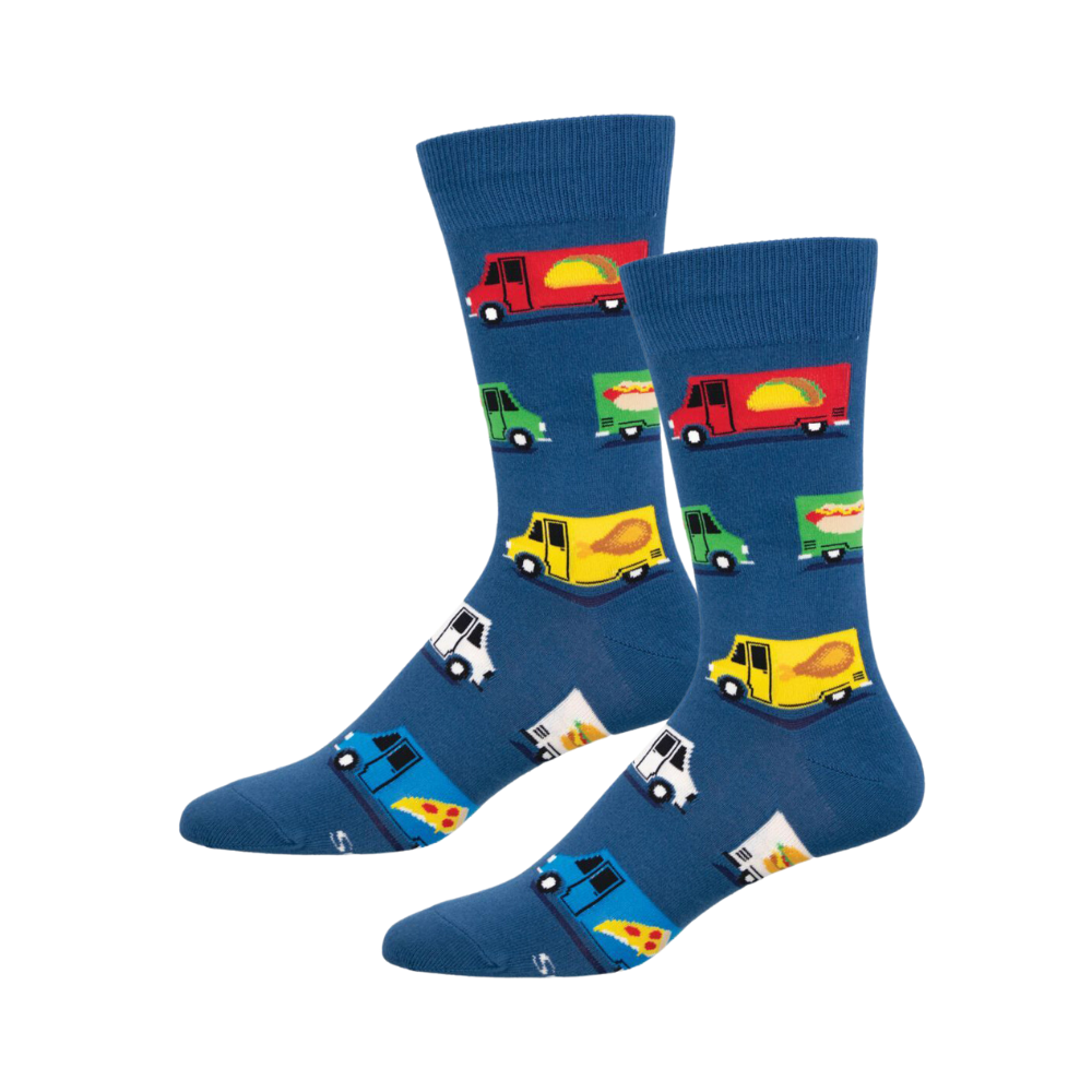 2PK Socksmith Mens Novelty Comfort Socks Food Truck One Size