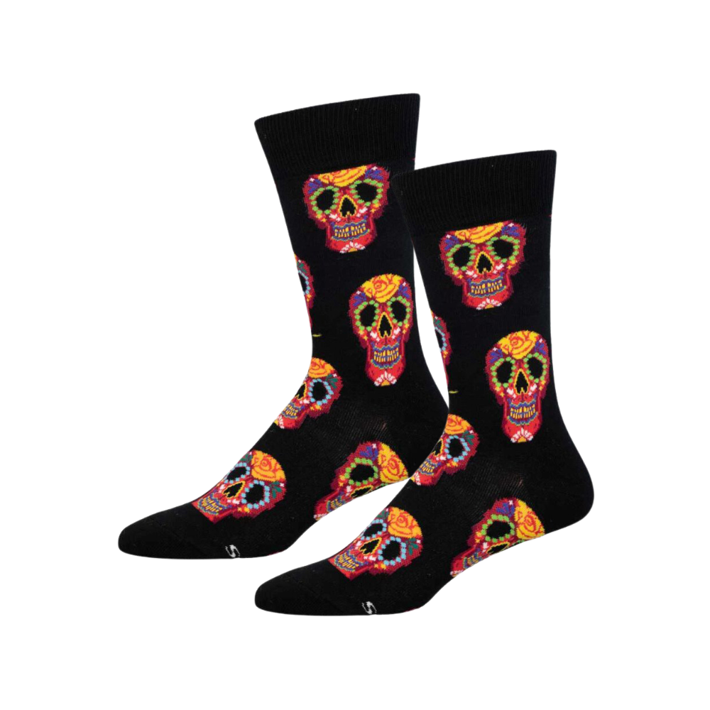 2PK Socksmith Mens Novelty Comfort Socks Dia Des Los Muertos Skull One Size