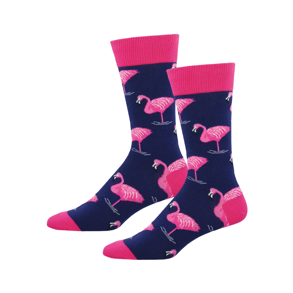 2PK Socksmith Mens Novelty Comfort Socks Flamingo Navy One Size