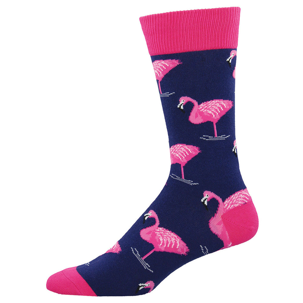 2PK Socksmith Mens Novelty Comfort Socks Flamingo Navy One Size