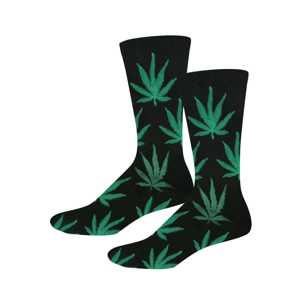 2PK Socksmith Mens Novelty Comfort Socks Pot Leaves Black One Size
