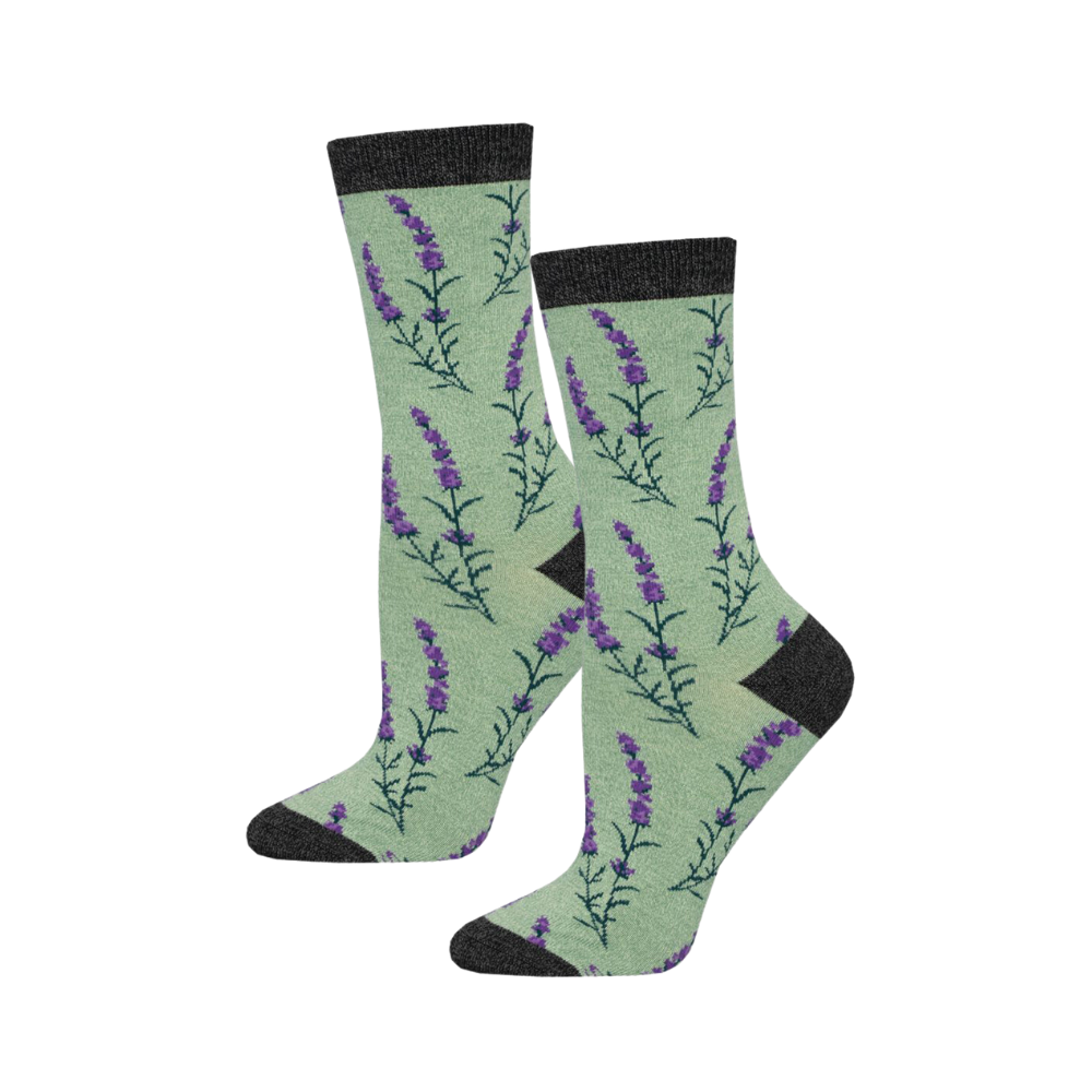 2PK Socksmith Ladies Novelty Socks Bamboo Lovely Lavender One Size