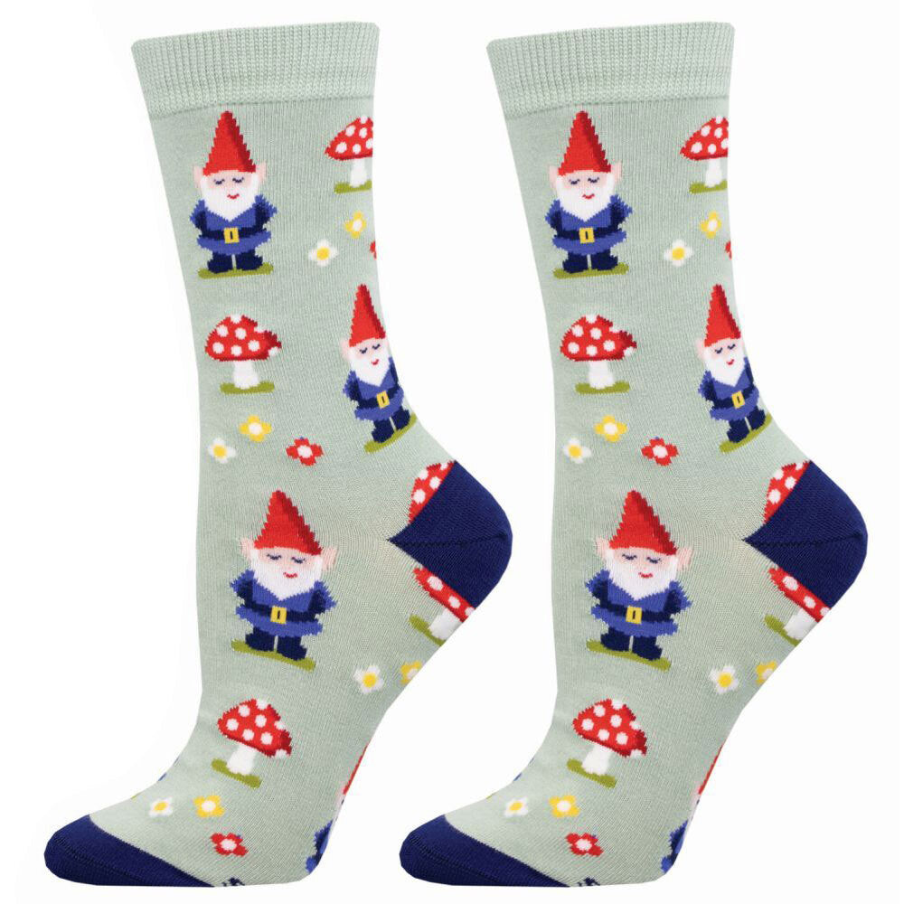 2PK Socksmith Ladies Novelty Socks Bamboo Gnome More Mushrooms One Size