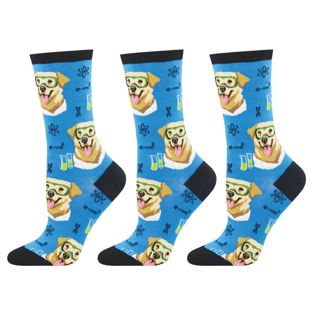 3PK Socksmith Ladies Novelty Socks Science Lab Blue One Size
