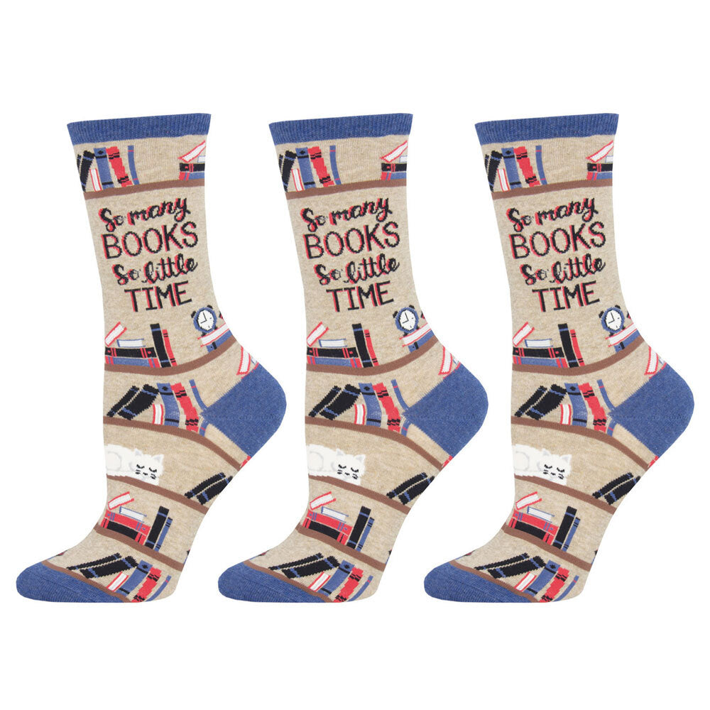 3PK Socksmith Ladies Novelty Socks Time for a Good Book Hemp One Size