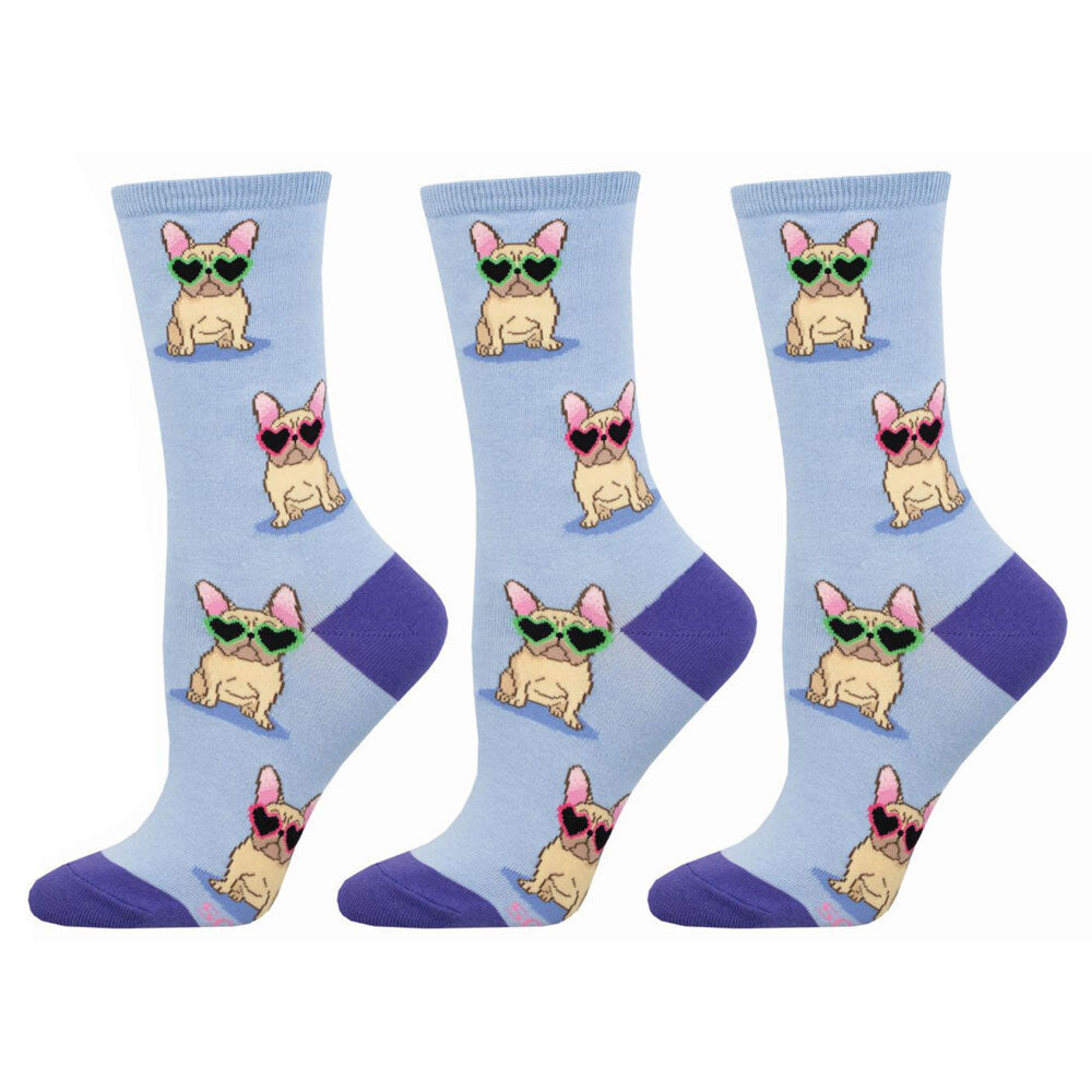 3PK Socksmith Ladies Novelty Socks Frenchie Fashion One Size