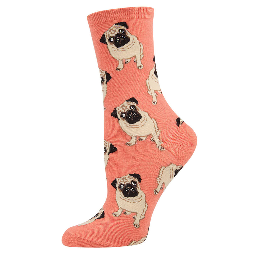 3PK Socksmith Ladies Novelty Socks Pugs Peach One Size