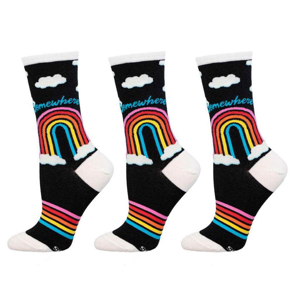 3PK Socksmith Ladies Novelty Socks Somewhere Over the Rainbow One Size