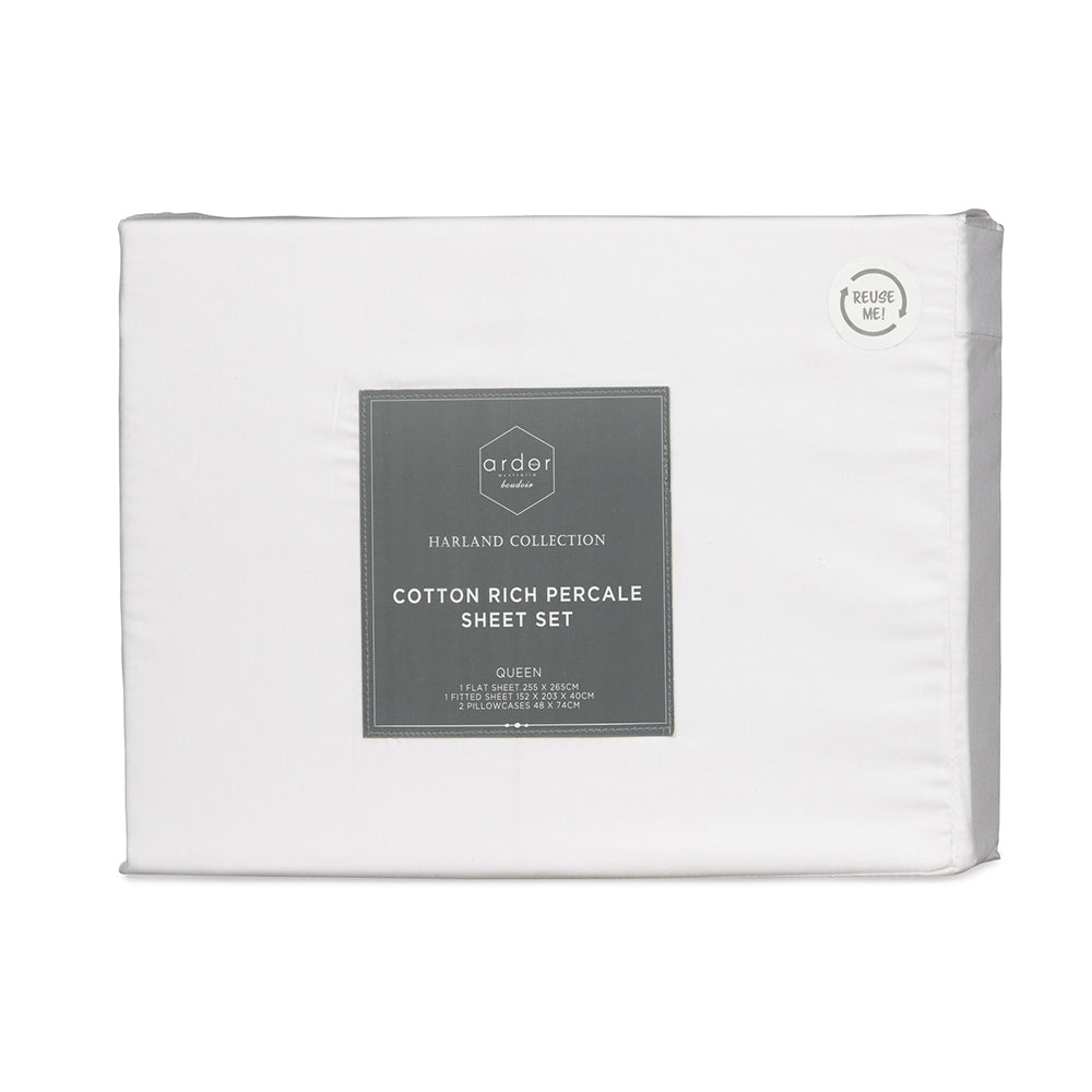 Ardor Boudoir King Single 225TC Cotton Rich Sheet Set White
