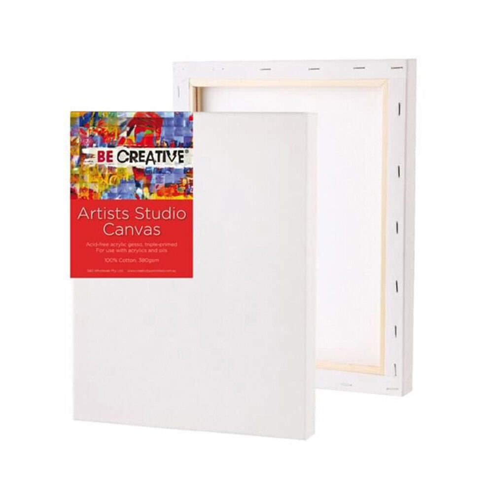 2PK Be Creative Thin Stretched 100% Cotton Art Paint Canvas Medium Grain A1