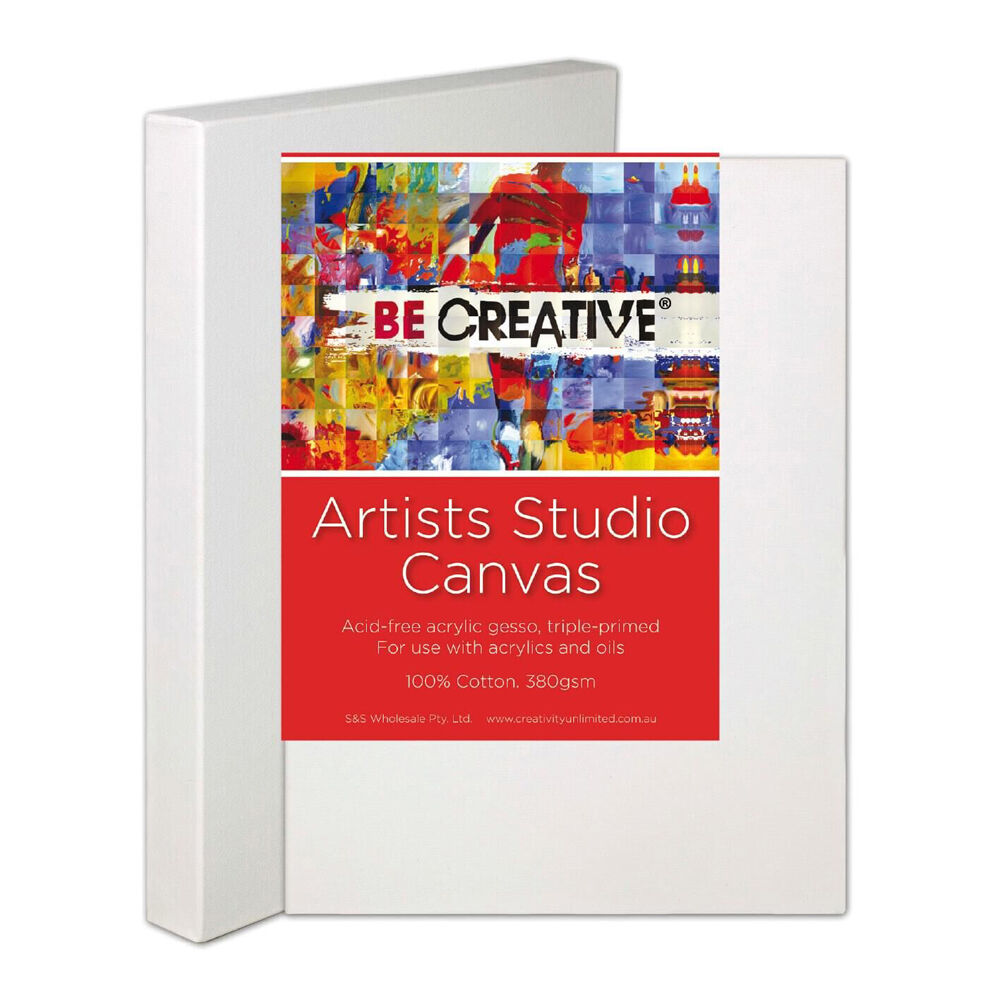 3PK Be Creative Deep Edge Stretched 100% Cotton Canvas 406 x 406mm 16x16in