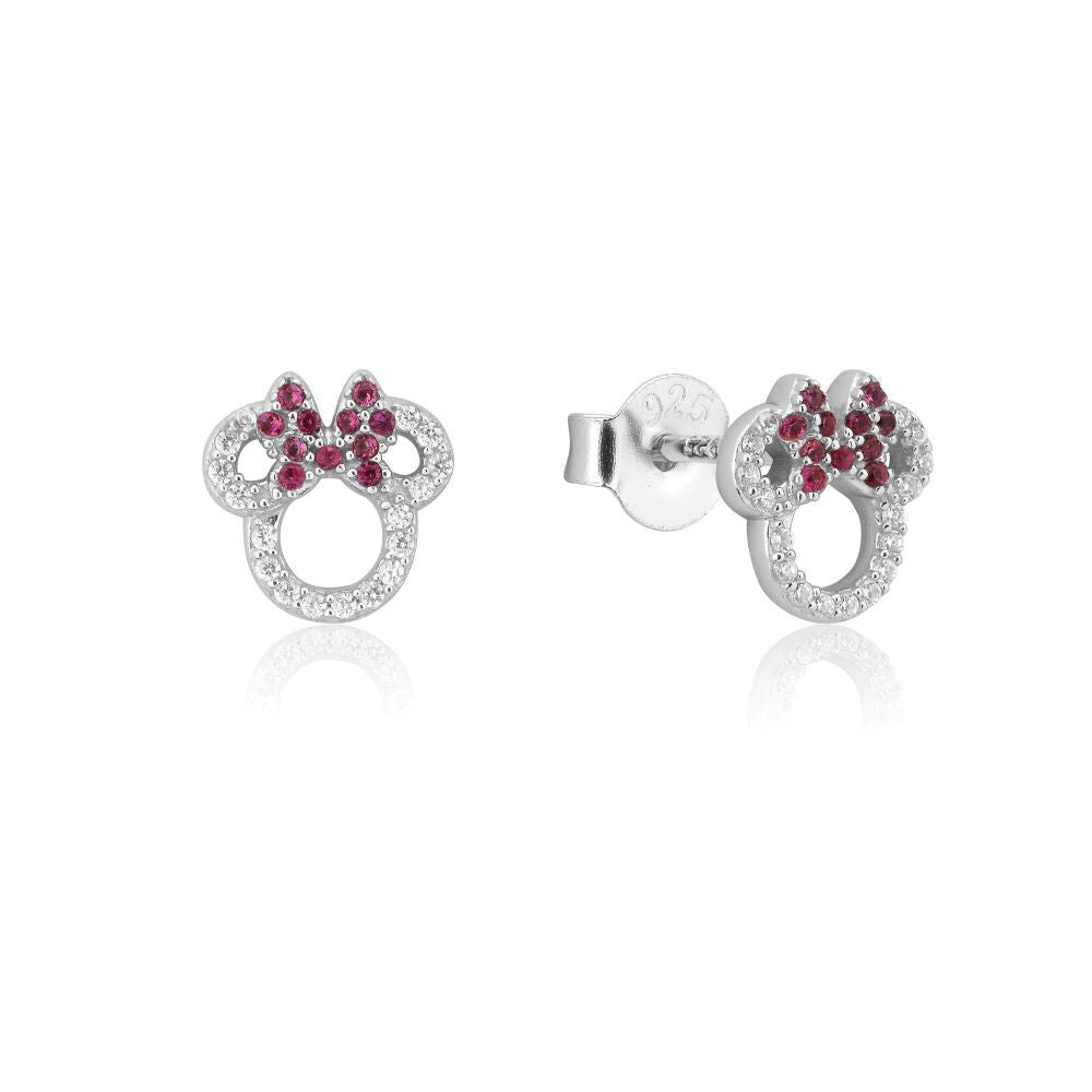 Couture Kingdom Disney Minnie Mouse Red Crystal Stud Earrings 10mm Silver