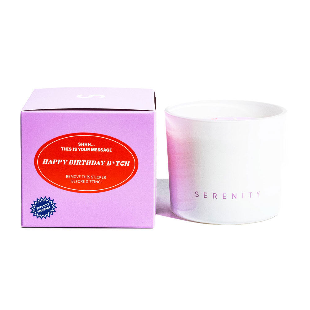 2PK Serenity Hidden Msg Happy Birthday B*tch Candle -Plum & Boysenberry 250g
