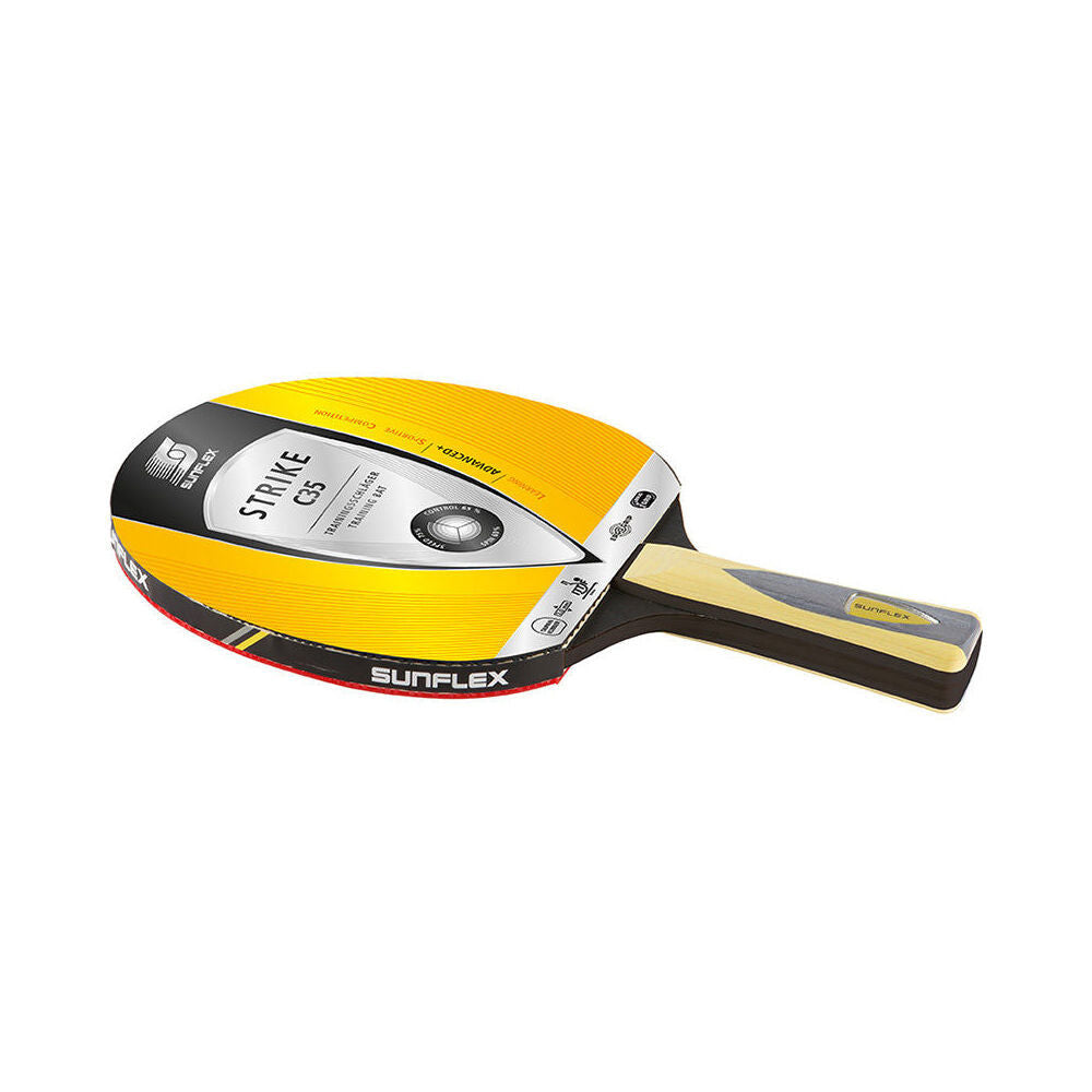 2PK Sunflex Strike C35 Table Tennis Bat/Paddle Balanced Feel 2mm Sponge Pips In