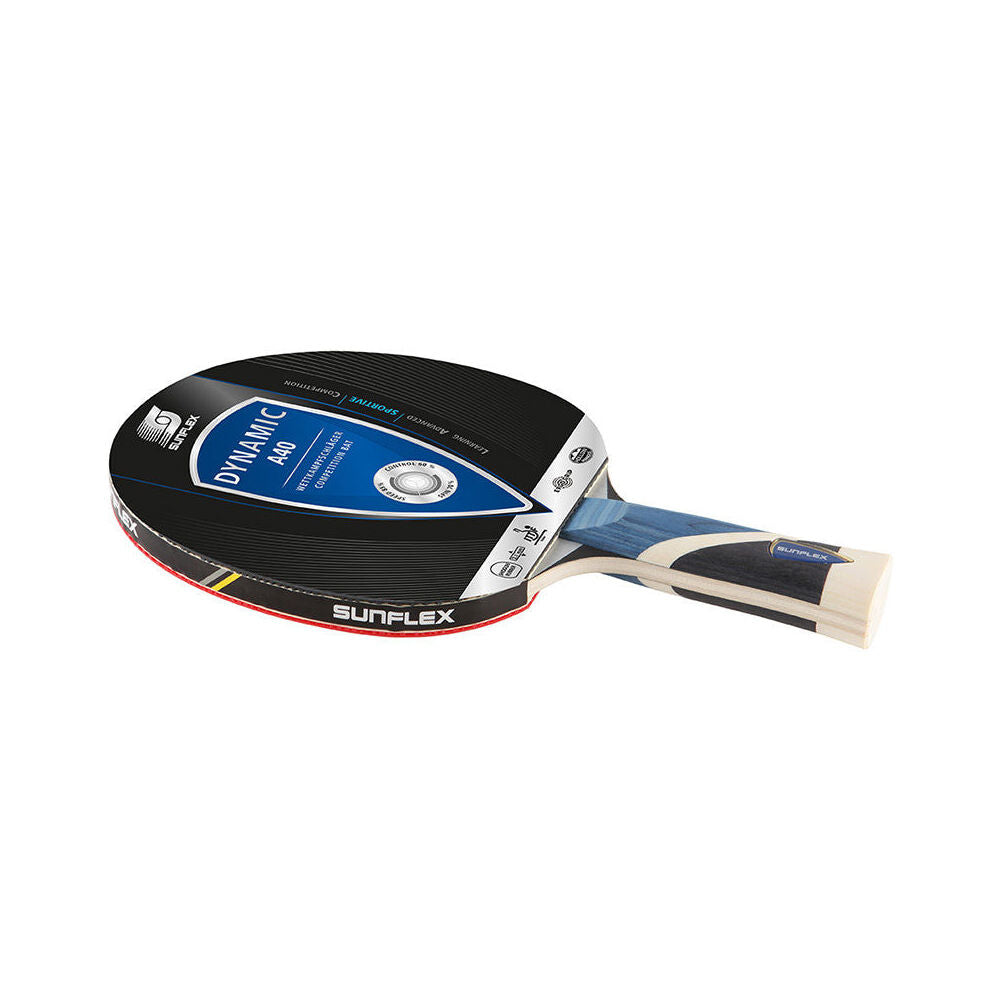 Sunflex Dynamic A40 Competition Table Tennis Bat/Paddle 2.1mm Sponge Pips In