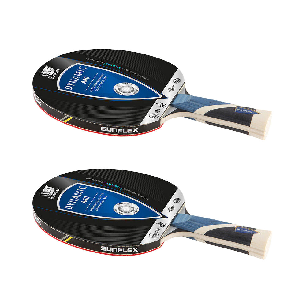 2PK Sunflex Dynamic A40 Competition Table Tennis Bat/Paddle 2.1mm Sponge Pips In