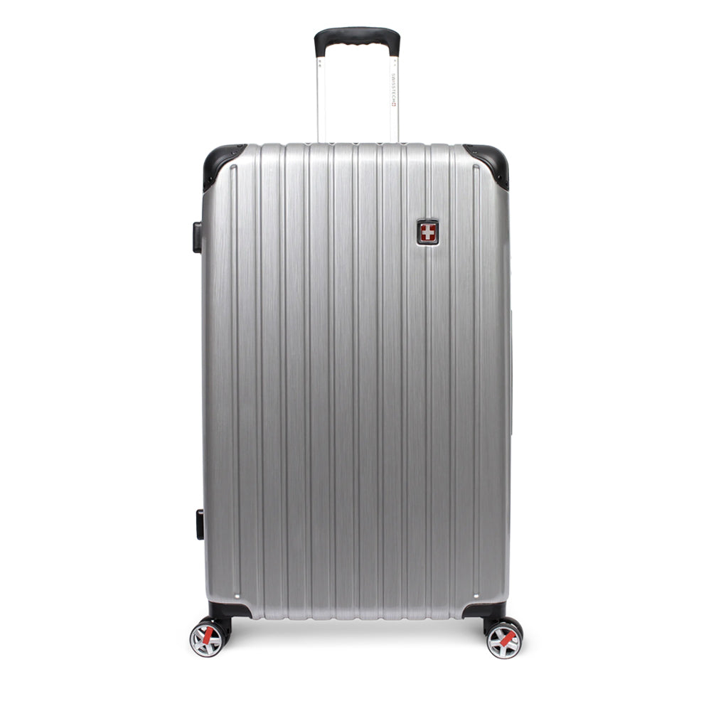 3pc Swisstech Exhibition 22/26/30" Suitcase Luggage Set w/Wheels Silver