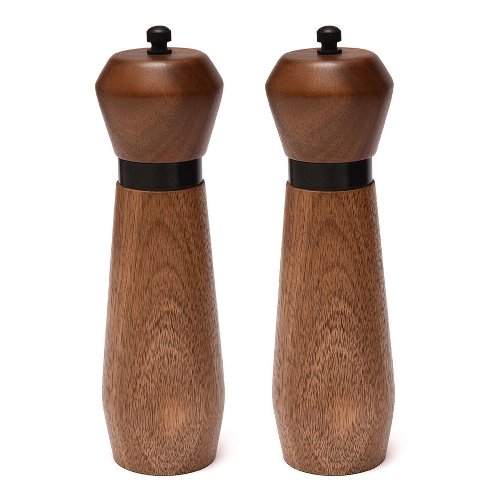 2PK St. Claire Acacia and Stainless Steel Salt Pepper Grinder Mill 18cm