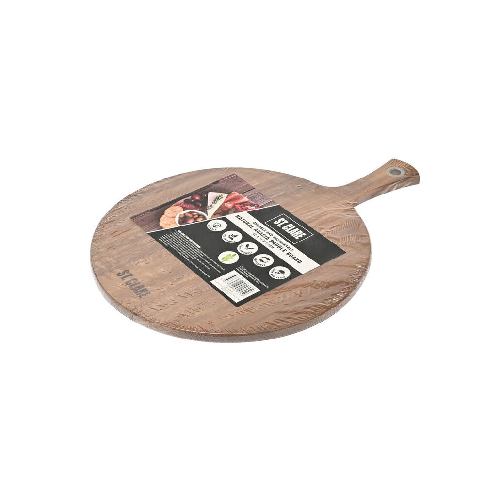 St. Claire Acacia Round Paddle Board Cutting Serving Wooden 42x31cm