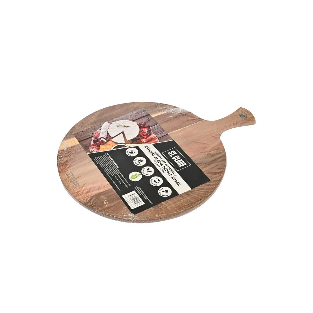 St. Claire Acacia Round Paddle Board Cutting Serving Wooden 52x40cm