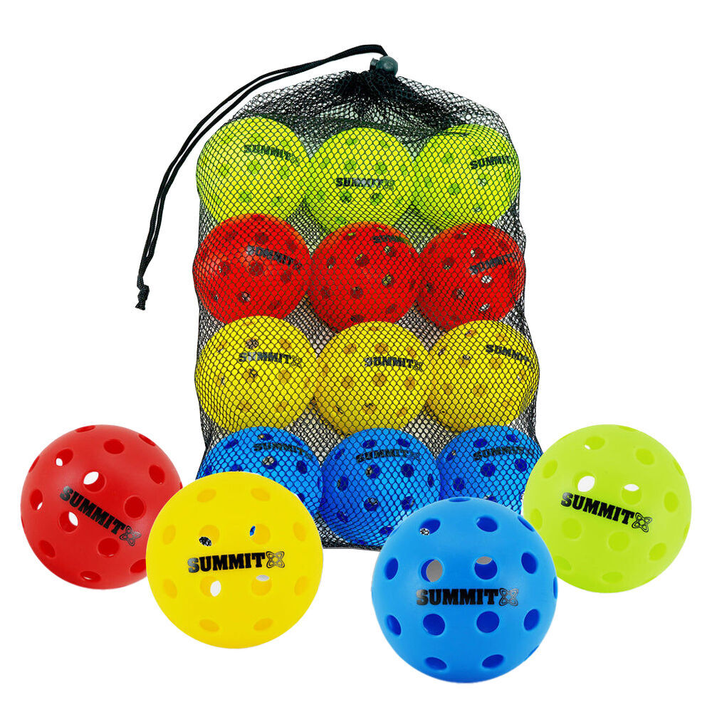2x 12PK Summit Outdoor Pickleball Balls 40 Hole Wind Resistant Design Multicolour