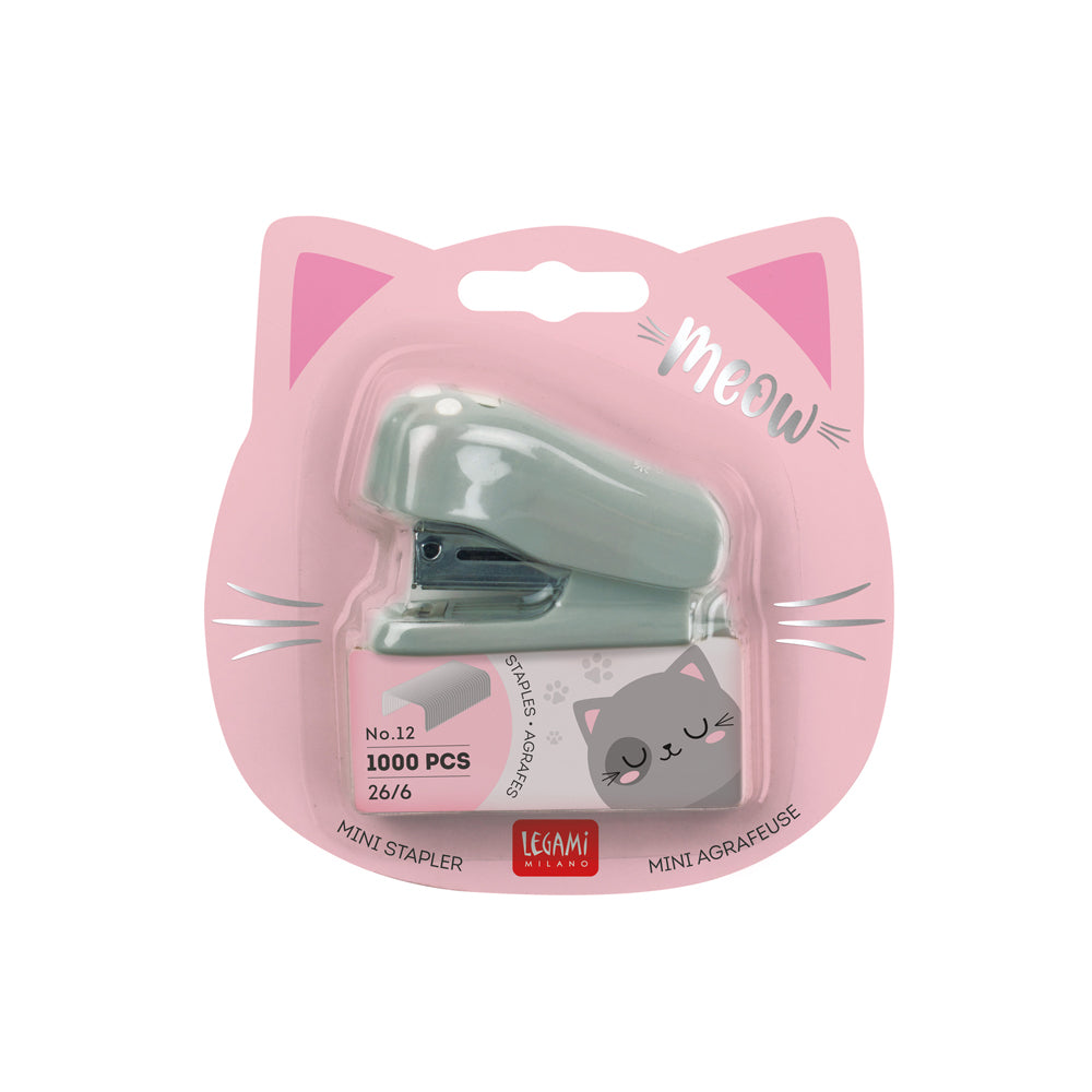 2PK Legami Meow Kitty Mini Stapler No.12 w/ 1000pcs Staples